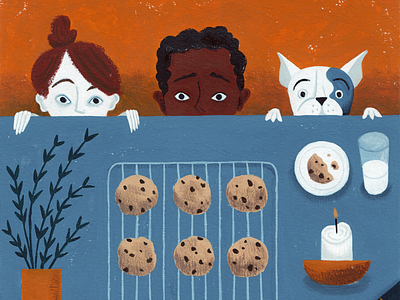 Cookies Anyone? characters cookies dog flat gouache illustration kid lit kids paint picture book plant texture