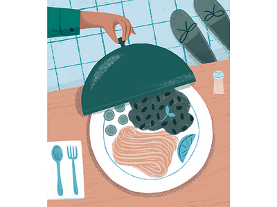 Prepared Meals concept editorial food hand home illustration magazine perspective