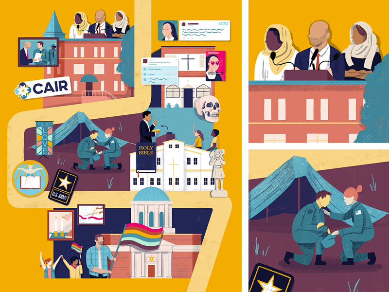 One Day Magazine - Faith Careers editorial magazine flat character simple icon gradient people pride faith illustration