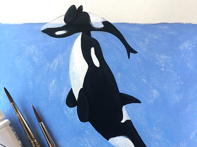 Orcas in Trouble Illustration art artist conservation gouache illustration ocean orca painting pnw seattle whale