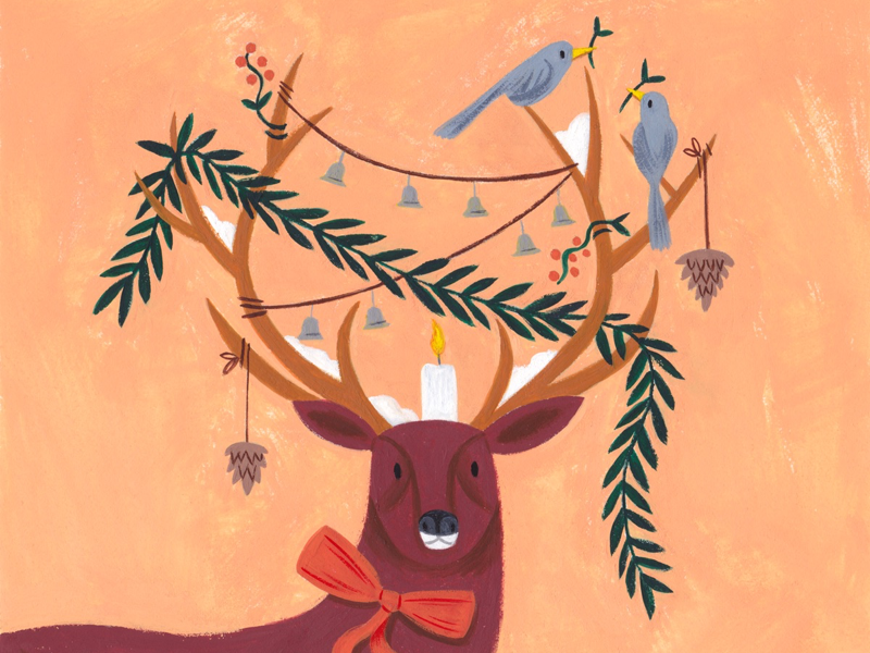 Oh deer! holiday christmas art drawing illustration icon paint gouache animal deer