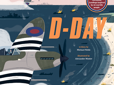 D-Day art beach book book cover childrens book design drawing editorial illustration kidlit landscape new picture book plane texture war