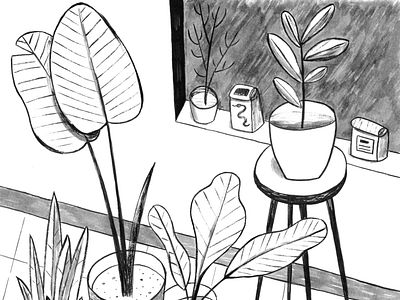 Inktober Day8 art coffee coffee shop draw drawing illustration ink inktober interior plants texture