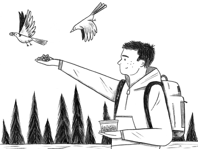 Inktober Day 12 art birds character drawing editorial forest illustration inktober nature people