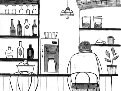 Inktober Day 19 art cafe character drawing editorial illustration ink inktober painting people