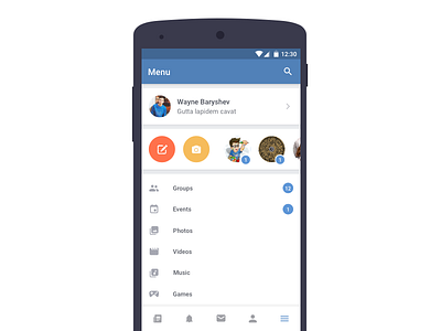 VK navigation redesign android app bottom navigation ios iphone menu mobile tabbar vk