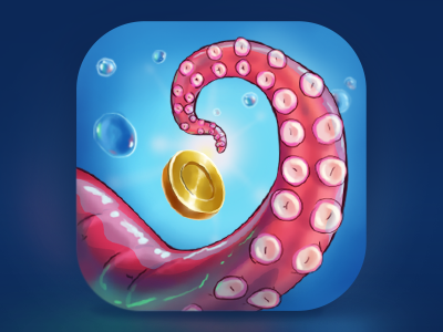 Under the Sea Icon coin game game art gem icon illustration octopus sea treasure ui