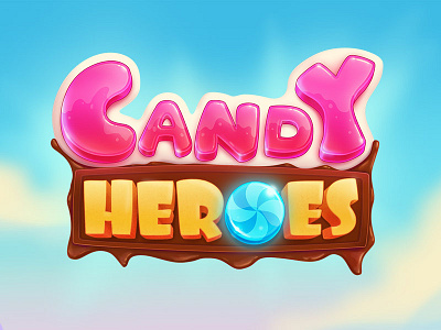 Candy Heroes Logo candy heroes game logo match 3 mobile title ui