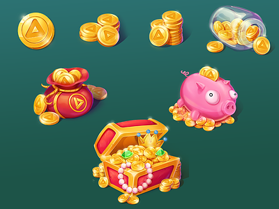 Game Coins chest coin currency game gem mobile ui
