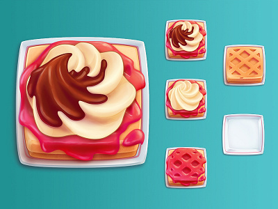 Waffle Game Item block candy cookie dessert game item match 3 sweet ui waffle whip cream