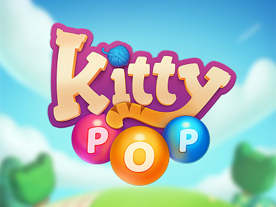 Kitty Pop Logo bubble cat game kitty logo mobile pop title ui