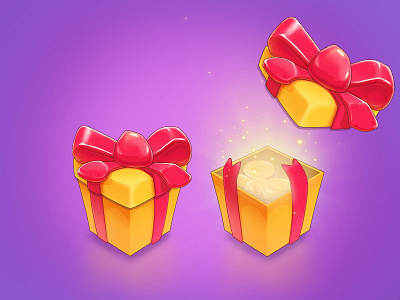 Gift animation game gift gold illustration mobile ui