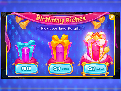 Gift Pop Up birthday design fabric game gift illustration mobile royal ui ux
