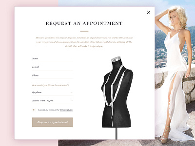 Appointment Form atelier designer dress elegant fashion form pink ui ux website white women