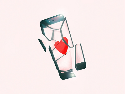 Cracked Phone art illustration love minimal texture