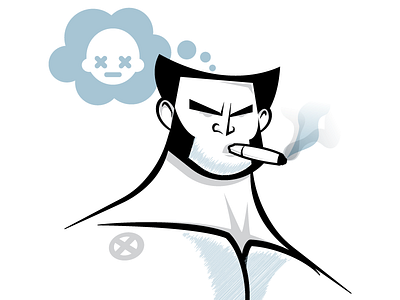 Wolverine cartoon emoji illustration logan marvel comics smoke smoking superhero thinking wolverine xmen