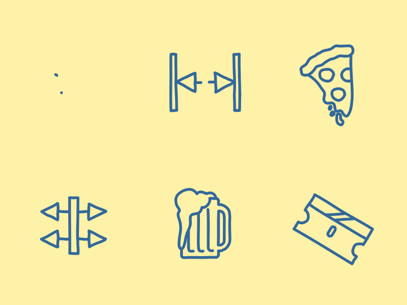 animated icons animation beer flat gif icons loop minimal motion graphics outline pizza vector