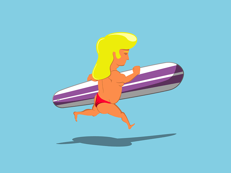 Surf's Up animation beach gif illustration loop running surf surfboard vector