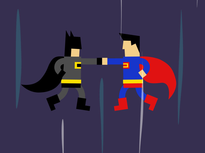 Batman v Superman animation batman batman vs superman dc flat geometric illustration loop minimal superhero superman vector