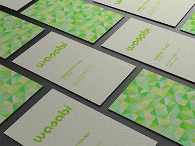 Wasabi Business Cards branding business cards cards identity logo origami pattern restaurant triangles wasabi