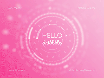 Hello Dribbble, I'm Danil! aep after effects animation animation 2d animation after effects circles debut design hello illustration kaleidoscope lines loop ornaments project file shapes ui