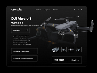 Mavic Pro Concept concept dark ui design dji drone graphic design mavic minimalist ui web web design website