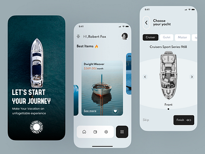 Yacht Booking Service Application android app booking branding graphic design ios app mobile minimalism mobile app mobile apps mobile interaction design travalapp travel travel app travelling trip ui uidesign uidesign2022 uiux ux yacht mobile