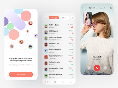 Dating Mobile App app chat chat app chating dating app light mode message messages messaging messaging app messenger app minimal mobile mobile design social app uidesign uiux user interface video call app