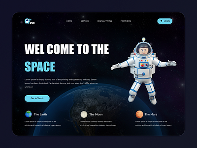 Space- Landing Page 2021 trends after effects astronout chating application home page homepage landing page space travel spaceship spacex ui ux user interface web web design web header website website design