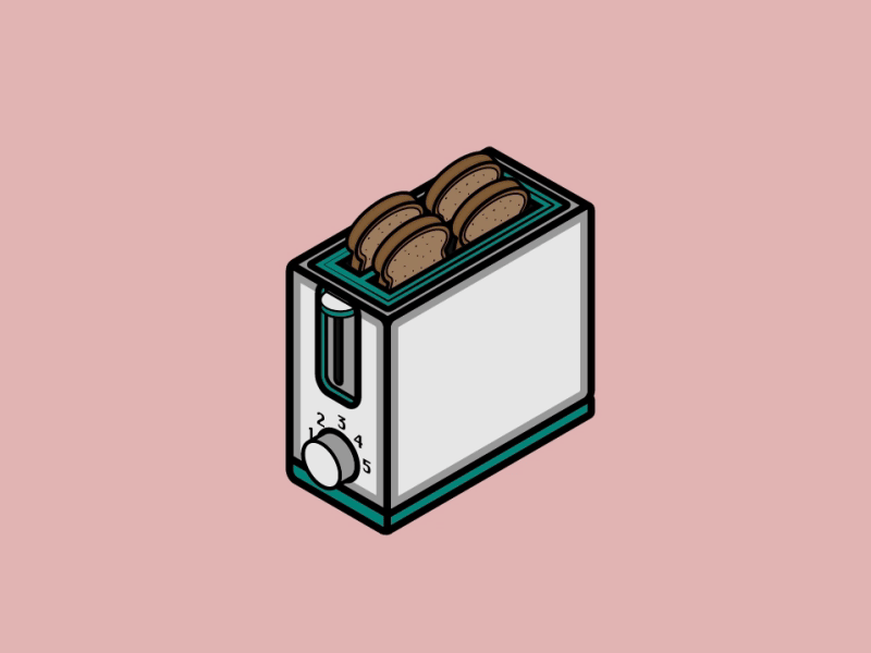 Toasting Bread bread design flat design graphic design illustration minimal motion graphics toasted vector