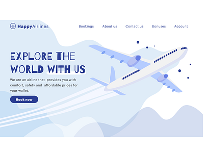 HAPPY AIRLINES Web design adobe illustrator adobe xd animation design illustration landing landing page pinterest plane ui ukraine ux vector web webdesign website xd