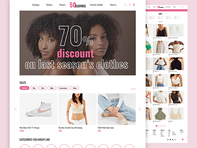 50 Clothes adobe adobe xd design desing online store online store pink site store ui web web store webdesign website