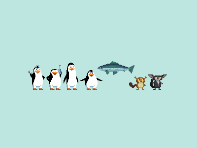 Penguins Of Madagascar 16 bit nickelodeon pixel art