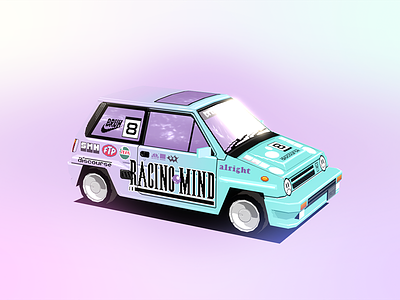 Honda City Turbo II: Mind Racing/Racing Mind 3d 80s 90s blender3d car design lowpoly pixel art racing vehicle
