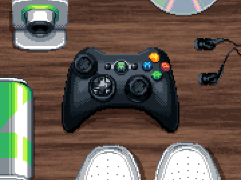 XBOX Controllers - 360 16 bit 80s 90s gamepad gaming illustration joystick microsoft pixel art xbox