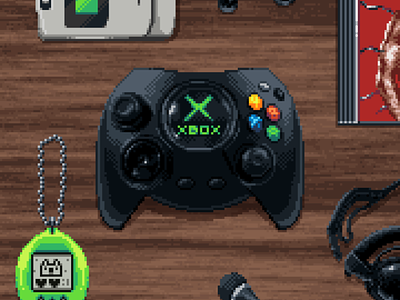 XBOX Controllers — Duke 16 bit 80s 90s gamepad gaming illustration joystick microsoft pixel art xbox