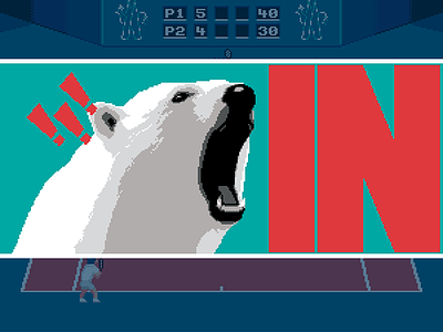 Moncler B 16 bit 8 bit animation pixel art polar bear tennis