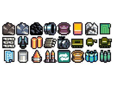 Factory Idle – Resource Icons 16 bit 8 bit icons pixel art ui