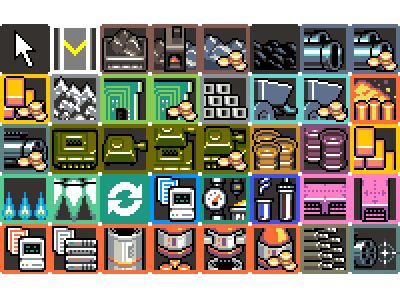 Factory Idle – Component Icons 16 bit 8 bit icons pixel art ui