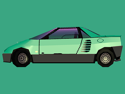 Mazda Autozam AZ-1 B / Side 16 bit 3d car icon illustration low poly maya object pixel art