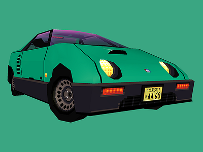 Mazda Autozam AZ-1 C 16 bit 3d car icon illustration low poly maya object pixel art