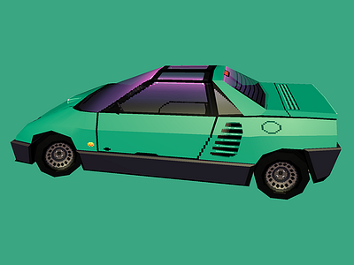 Mazda Autozam AZ-1 E 16 bit 3d car icon illustration low poly maya object pixel art