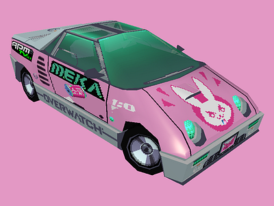 Mazda Autozam AZ-1 / D.Va / Front 16 bit 3d car dva icon illustration livery low poly maya object overwatch pixel art