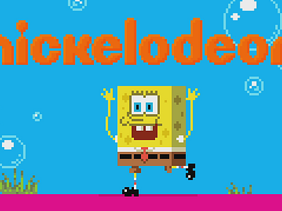 Nickelodeon Spongebob Bumper A 16 bit 8 bit 80s 90s animation character illustration pixel art tv