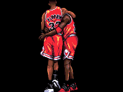 Michael Jordan I / with Scottie Pippen 16 bit 1997 90s basketball bulls character chicago illustration nba pixel art retro