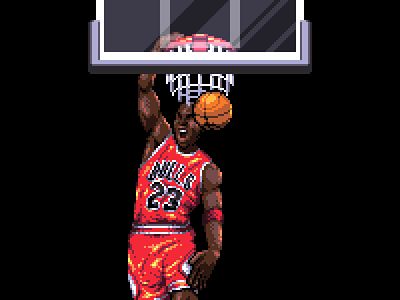 Michael Jordan II 16 bit 1998 90s animation basketball bulls character chicago illustration nba pixel art retro