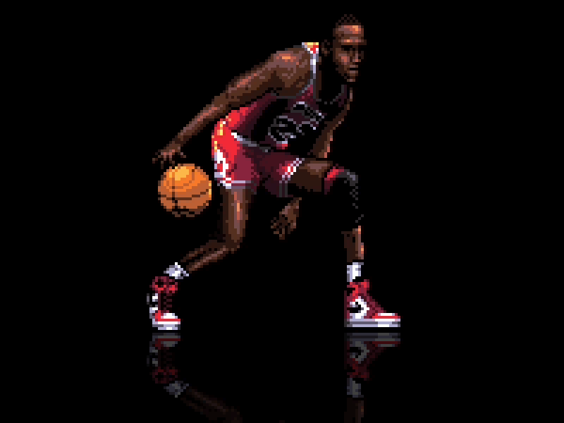 Michael Jordan IV 16 bit 80s 90s animation basketball bulls character chicago dribbble dribble hehe illustration nba pixel art retro