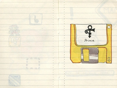 Pocket Moleskine A diskette drawing floppy ink moleskine prince sketch sketchbook yellow