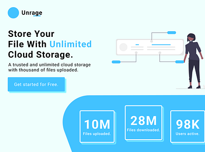 Unrage - Unlimited Cloud Storage Landing Page app design landing page ui uiux web web design