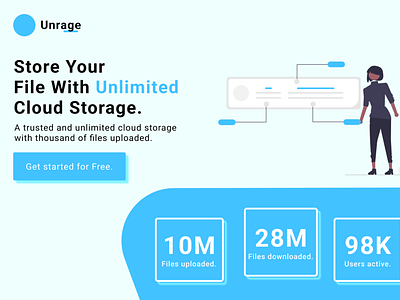 Unrage - Unlimited Cloud Storage Landing Page